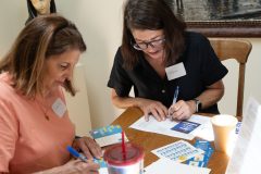 Postcard Party for Commit to Demoncracy at Jennifer Palangio's House, co-host Theresa Vitt